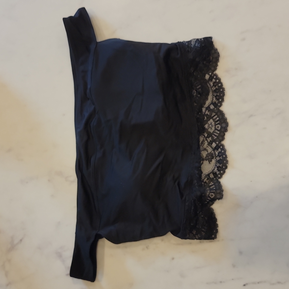 La Senza black crop top with lace detail, large